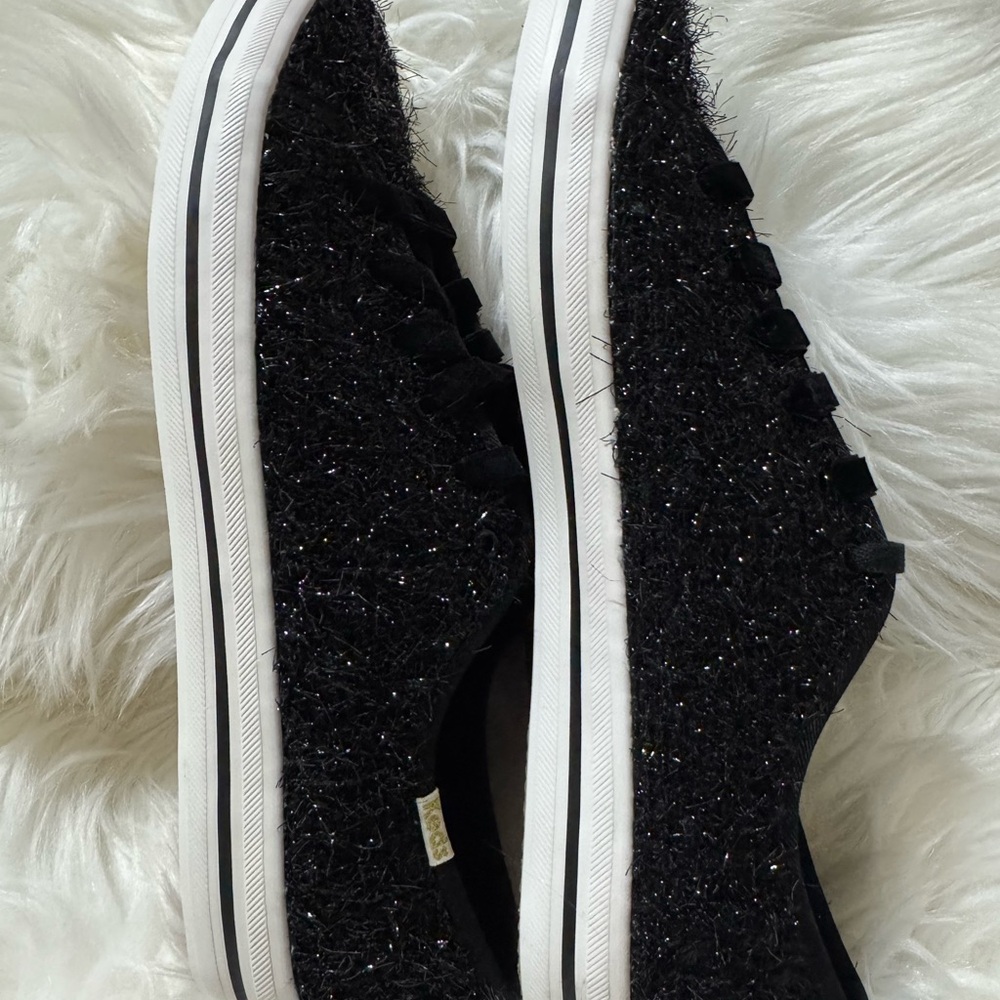 NWT Kate Spade Keds Black Kickstart sparkle tinsel Sneakers size 9 - Picture 11 of 15